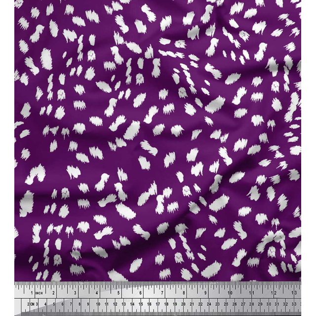 Soimoi Purple Poly Georgette Fabric Cow Animal Skin Print Fabric by Yard 52 Inch Wide
