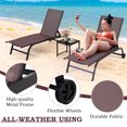 thumbnail image 4 of Yoleny Chaise Longue de Patio de 26 Pouces de Large avec Roues, Ensemble de 2 Chaises Longues de Piscine avec Dossier Réglable, Chaises Longues d'Extérieur en Textilène Imperméable avec Table d'Appoint pour Patio, Bord de Piscine, Terrasse, Brun, 4 of 7