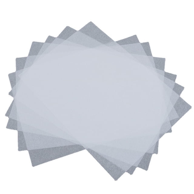 100-sheet translucent tracing paper measuring approximately 17x25cm, designed for drawing, calligraphy, and painting. The semi-transparent sheets are shown fanned out, highlighting their smooth texture and high clarity. This tracing pad is ideal for artists and hobbyists, offering resistance to tearing and smudging for clean lines and precise tracing. Compact and easy to store, it is suitable for various artistic applications, including sketching, layering, and calligraphy practice.
