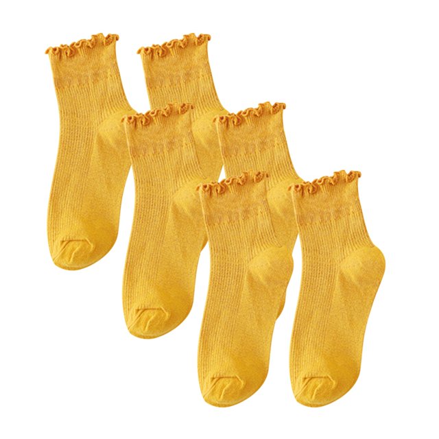 ylioge Ruffle Crew Socks for Women 3 Pack Cute Solid Comfort-Cotton Basic Boot Sock Sales