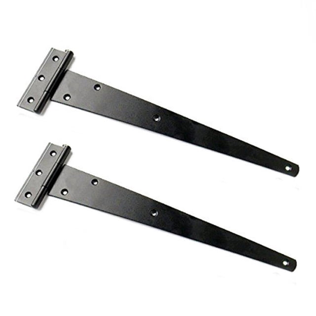 2PC 12Inch Light Duty Strap Tee Hinge T-hinge T-shaped Hinges Triangle Hinges Slotted Bearing Doors (Black)