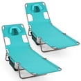 thumbnail image 1 of Gymax 2PCS Tanning ChairFolding Beach Lounge Chair w/5-Position Adjustable Backrest Mint Green, 1 of 10