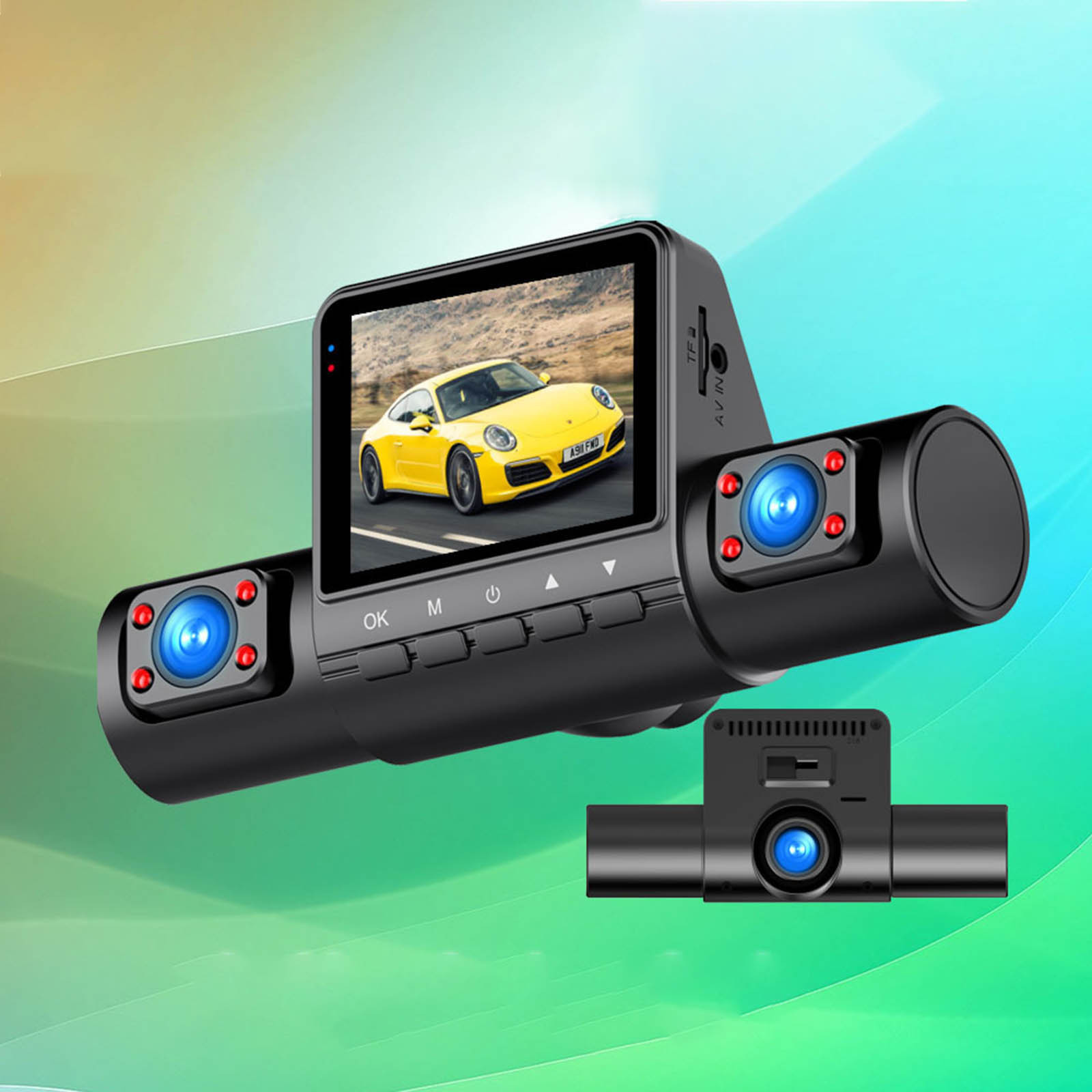 Danhjin Dash Cam 1080P Hd Dash Cam 2 Inch Screen Left Right And Front 3 Lenses Recording Dashcam Buid In Ir Night Vision Loop Recording Motion Detection
