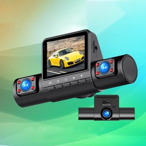 1080P HD Dash Cam 2 Écran de pouce gauche droite et avant 3 Objectifs d'enregistrement Dashcam Buid In IR Détection de mouvement d'enregistrement de boucle de vision nocturne