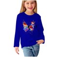 thumbnail image 2 of RXIRUCGD Chemises à Manches Longues pour Filles, Col Rond Mignon, Blouses Décontractées Élégantes (Bleu, Taille:9 Ans), 2 of 5