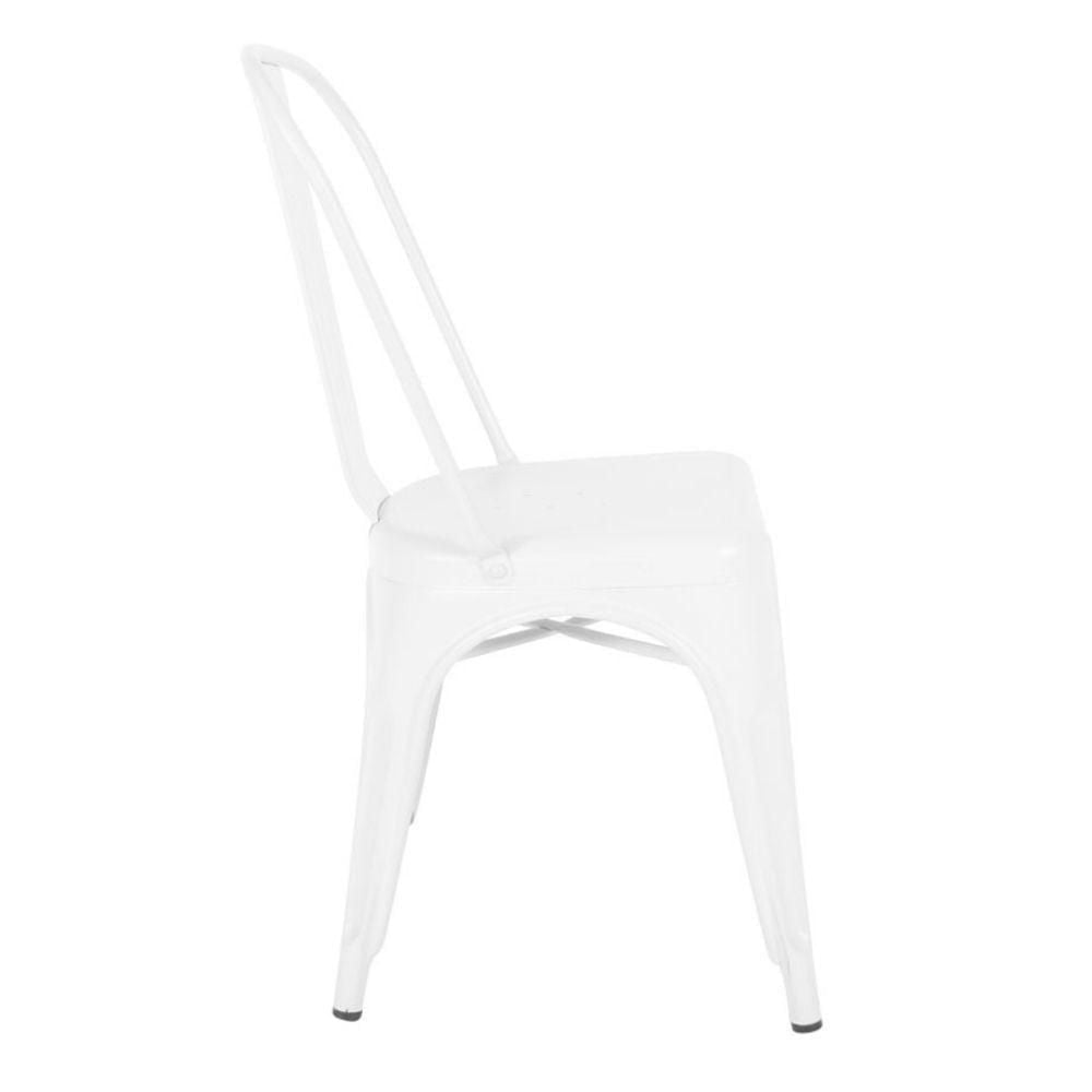 Chaise de salle à manger Tolix Roch en blanc, chaise latérale en métal, ensemble de 2