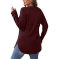 thumbnail image 4 of BLVB Chemises à Manches Longues Col en V pour Femmes Couleur Unie Décontractée Chandail Tunique Côtelé Léger, 4 of 7