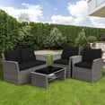 thumbnail image 3 of Costway 4PCS Patio Rattan Furniture Set Sofa Table Storage Shelf Black Cushion, 3 of 10