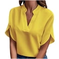 thumbnail image 4 of Ashirexll Hauts pour Femmes Tendance, Haut Décontracté Uni à Manches Courtes et Col en V, 4 of 6