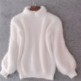 thumbnail image 2 of GDREDA Women's Cropped Turtleneck Sweater Lantern Sleeve Ribbed Knit Pullover Sweater Jumper White,One Size, 2 of 3