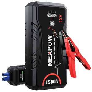 NEXPOW Car Battery Jump Starter, 2500A Peak 12V Battery Jump Box with Smart Clamp(Up to 7.0L Gas and 5.5L Diesel Engines), Portable Booster Pack Power Bank Car Starter, LED Light