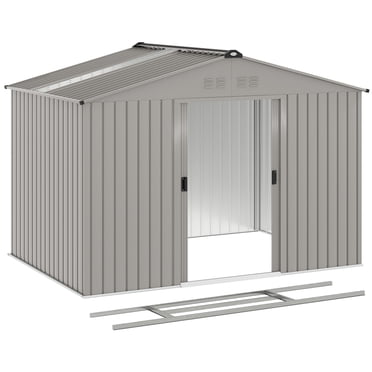 Outsunny 9' x 6' Garden Storage Shed w/ Steel Foundation Kit
