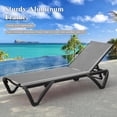 thumbnail image 4 of Domi Outdoor Living Aluminum Chaise Lounge Chairs Set of 2 - Adjustable Poolside Recliners with Wheels, Durable Textilene & All-Weather Design for Canadian Patio, Deck, Backyard (Gray), 4 of 7