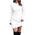 thumbnail image 1 of Kcodviy Robe Chandail pour Femmes Robe Chandail Haute pour Femmes Manches Courtes Longues Couleur Unie Robe Chandail Chaude Robe Longue en Tricot, 1 of 6