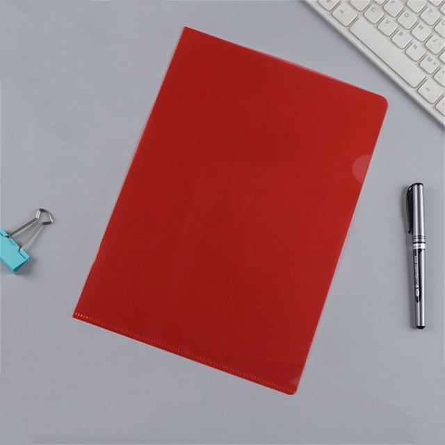 ZTTD 1 Pack Clear Document Folder Project Pockets, Clear Plastic Folders Sleeves, Documents Project Pockets,Plastic Document Folders Paper Poly Jacket Sleeves Folders Copy, A4 Letter Size, Red