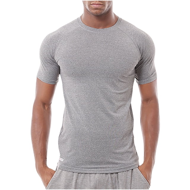 Birdeem Shirts for Men Mens Summer Solid Color Fitting Sport Train Short Sleeved Round Neck Shirts