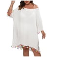 thumbnail image 1 of Plebaso Paréos de Maillot de Bain Grande Taille pour Femmes Manches 3/4 Dos Nu Paréo Robe de Bain Ample pour Femmes, 1 of 7