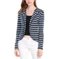 thumbnail image 2 of INSPIRE CHIC Blazer Mince à Rayures pour Femme à Revers Cranté avec Boutons Décoratifs, 2 of 7