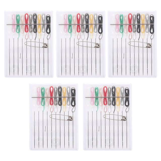 SHISUYAN 5 Packs Disposable Sewing Kit Sewing Thread Portable Multifunctional Sewing Needle Thread Embroidery Cross Stitch Tools with Storage Case for Outdoor Travel Hotel