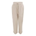 thumbnail image 4 of Soki Womens Capri Casual Loose Linen Elastic Wasit Cotton Linen Pants Trousers, 4 of 4