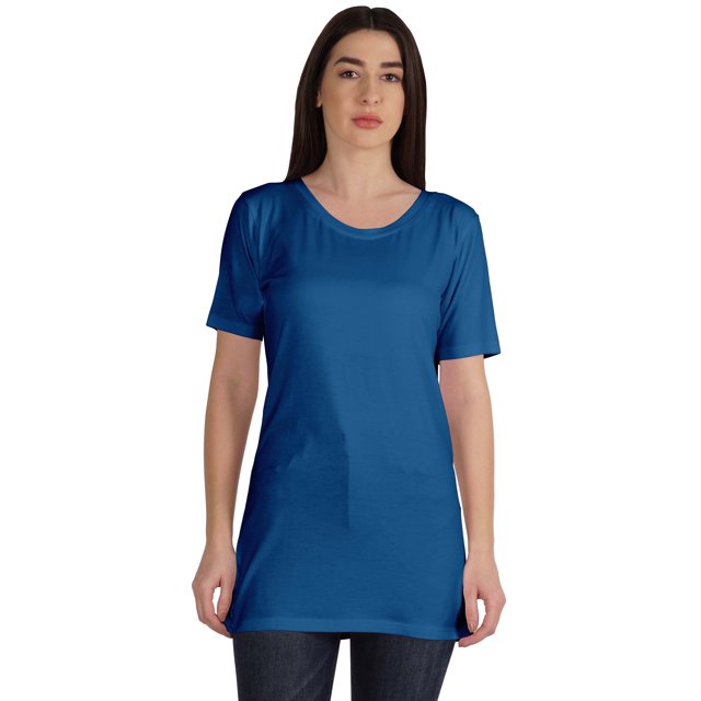 Inkmeso Plain Basic Tshirt Long Length Tee Short Sleeve Workout Top For Women