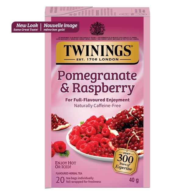 Twinings Pomegranate & Raspberry Herbal Tea Bags, Sweet & Juicy, Caffeine Free, 20 Count