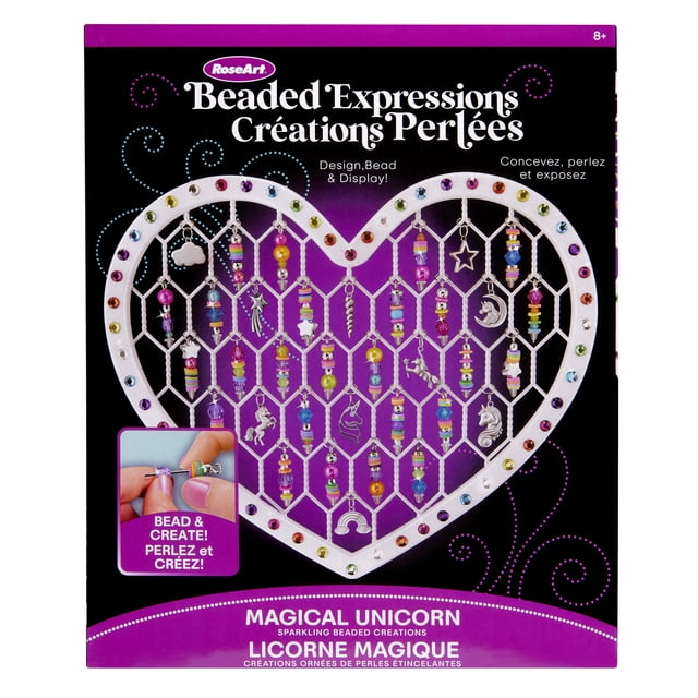 Beaded Expression,Unicorn Ensemble de Capteurs de Soleil avec un Cadre en Fil en Forme de Cœur Décoré de Perles Colorées et de Breloques à Thème Unicorn, Conçu pour 8 Ans et Plus, Idéal pour les Trousses d'Artisanat pour Enfants et les Activités Créatives d'Arts et de Bricolage, Convient Aussi à l'Exposition Décorative dans la Pièce.