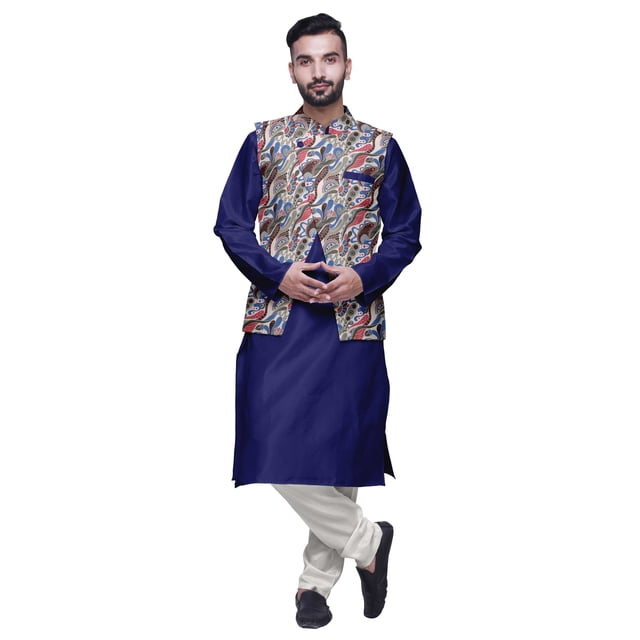 Atasi Solid Kurta Churidar With Printed Jecket Set For Mens Summer Party Wear
