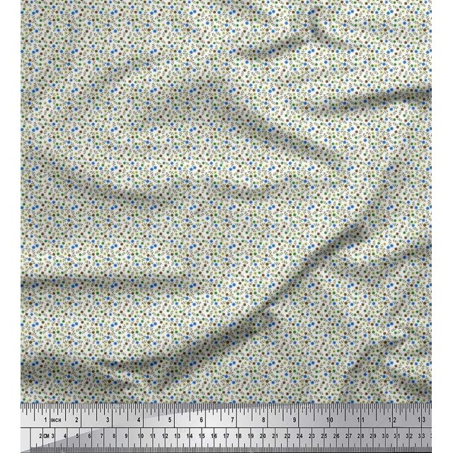 Soimoi Rayon Fabric Leaves & Floral Small Decor Fabric Printed Yard 56 Inch Wide
