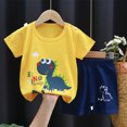 thumbnail image 1 of Ensemble Deux Pièces pour Garçons : Shorts en Coton pour Enfants, Été, T-Shirt à Manches Courtes Imprimé à Col Rond + Shorts, 1 of 5