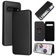 thumbnail image 1 of Étui pour Google Pixel 7 Pro 5G, Étui Folio à Rabat Magnétique en Cuir Fibre de Carbone avec Porte-Cartes et Support, 1 of 5