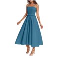 thumbnail image 1 of Robe d'Été pour Femmes à Bretelles Spaghetti, Ligne A, Midi, Robe Soleil Sans Manches, Cocktail, Fête, Invitée de Mariage, 1 of 7