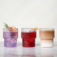 thumbnail image 2 of Galateo Capri Collection Victoria Borosilicate Ribbed Drinking Glasses - Set of 4, 2 of 7