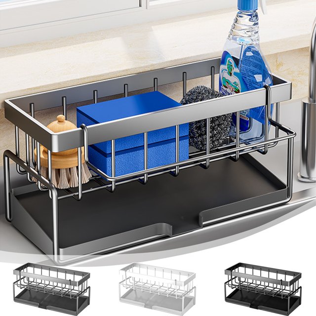 Étagère de Rangement Murale pour Cuisine, Support pour Éponge, Filtre à Eau, Torchon, Éponge, Support Mural, Organisateur de Cuisine, Accès Facile, Gain de Place, Acier Résistant à la Rouille