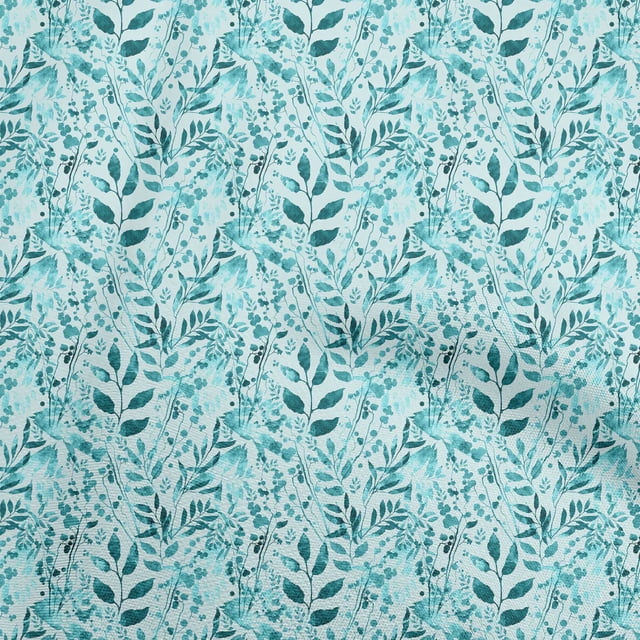 oneOone Cotton Cambric Turquoise Blue Fabric Florals Craft Projects Decor Fabric Printed By The Yard 56 Inch Wide