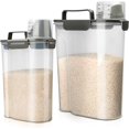thumbnail image 1 of Viretec Contenant de Rangement pour Riz, Distributeur Hermétique pour Aliments Secs de 5 à 10 Lb, Boîte pour Nourriture pour Chien et Chat, Bac de Cuisine et de Garde-Manger en Plastique Transparent Sans BPA pour Gruau, Céréales, Pâtes, Farine Lot de 2 Gris, 1 of 7