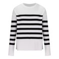 thumbnail image 4 of Yuyuzo Womens Sweaters Stripes Long Sleeve Crew Neck Pullover Jumper Tops Basic Ribble Knit Fall Blouse, 4 of 6