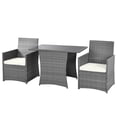 thumbnail image 4 of Patiojoy 3PCS Patio Rattan Furniture Set Outdoor Wicker Table & Chair Set w/Cushions White, 4 of 6