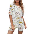 thumbnail image 1 of Ensembles d'Été pour Femmes 2023 Ensemble Décontracté Imprimé à la Mode pour Femmes à Col Rond à Manches Courtes avec Haut et Short Ensemble d'Été 2 Pcs pour Femmes en Liquidation, 1 of 5