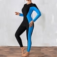 thumbnail image 4 of Brnmxoke One Piece Swimsuit Women Athletic Long Sleeve Full Body Rash Guard Tummy Control Zip Front Bathing Suit Blue,L, 4 of 8