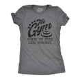thumbnail image 1 of Womens The Gym Makes Me Feel Less Murdery T Shirt Funny Sarcastic Work Out Exercise Graphic Tee (Dark Heather Grey) - M, 1 of 3