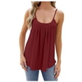 thumbnail image 1 of AherBiu Boho Tank Tops for Women Eyelet Hole Spaghetti Strap Low Cut Sleeveless Ruched Loose Shirts Blouse, 1 of 5