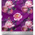thumbnail image 1 of Soimoi Purple Rayon Fabric Peony And Ranunculus Floral Decor Fabric Printed Yard 42 Inch Wide, 1 of 3