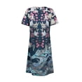 thumbnail image 5 of Meichang Robe d'Été Mini Grande Taille pour Femmes 2024 Été à Imprimé Floral Robe de Plage à Manches Courtes Décontractée Ample Robes Tendance à Col en V Robes d'Été pour les Vacances, P-5TG, 5 of 5