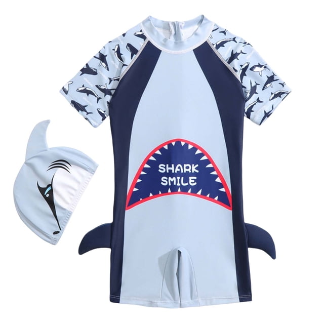 Toddler Little Kids Swim Trunks Boy 2 Pieces Short Sleeve Cartoon Cute Student Swimsuit Spring Beach Bathing Suits 3-4T