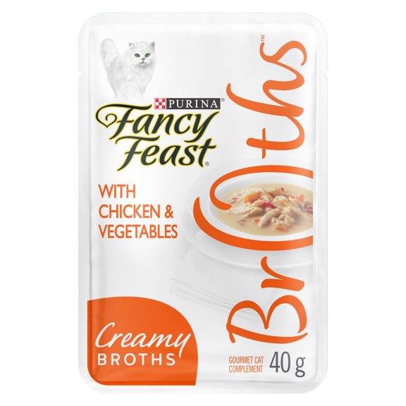 Fancy Feast Bouillons crémeux avec poulet et légumes, Gâteries pour Chats 40 g