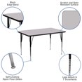 thumbnail image 2 of 24''W x 48''L Rectangular Grey Thermal Laminate Activity Table - Standard Height Adjustable Legs, 2 of 9