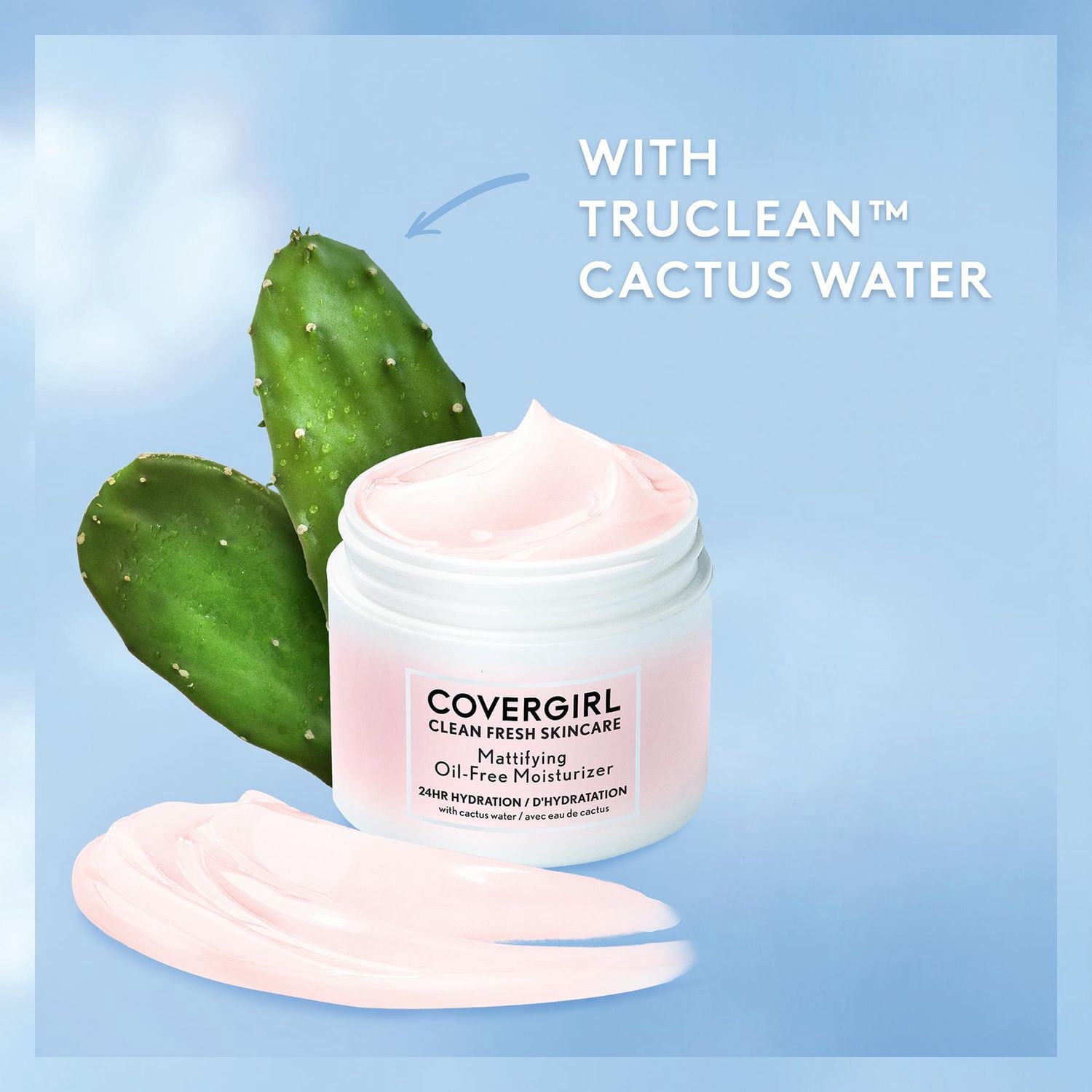 COVERGIRL Clean Fresh Skincare Hydratant Matifiant Sans Huile, Hydratant pour le Visage Matifiant Formulé avec Eau de Cactus, 100 % Végane & Sans Cruauté