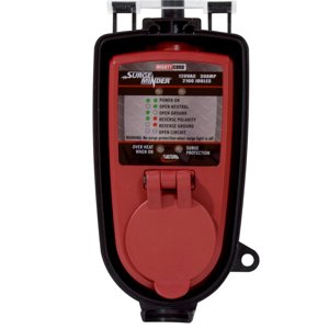 Valterra Surge Protector A10-30SMSP Mighty Cord; SurgeMinder; Portable; 30 Amp; With Fault Indicator Light; With Weather Resistant Case; With Plug Head Handle; Identifies 5 Outlet Faults
