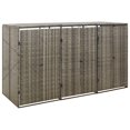 thumbnail image 1 of vidaXL Triple Wheelie Bin Shed Grey 207x80x117 cm Poly Rattan, 1 of 5